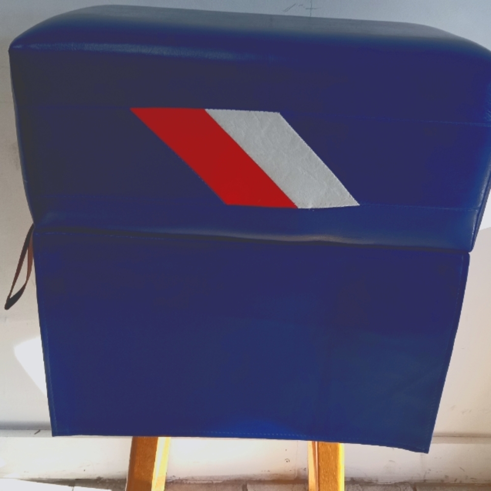 Footstool/Seat Highriser " Barber💈shop  ♥️ 🤍💙Handmade w/flap